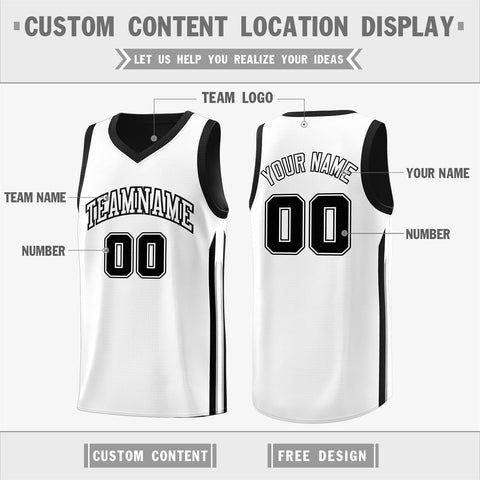 Custom Black White Double Side Tops Training Fashion Basketball Jersey