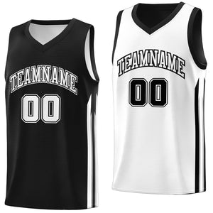 Maillot de basket-ball de mode d'entraînement de dessus de Double côté blanc noir fait sur commande