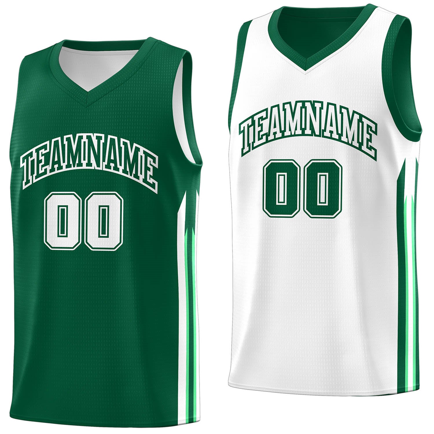 Custom Green White Double Side Tops Training Fashion Basketball Jersey