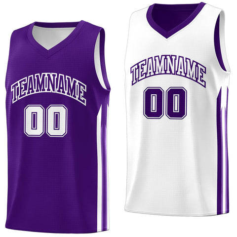 Custom Purple White Double Side Tops Training Fashion Basketball Jersey