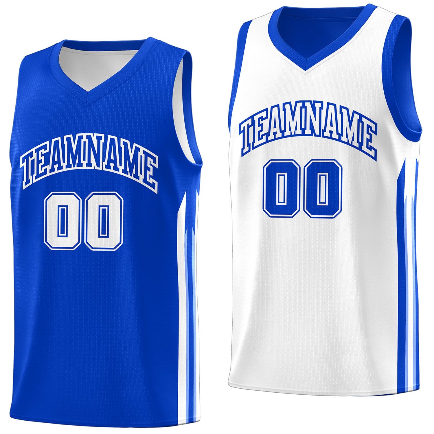 Custom Royal White Double Side Tops Sport Basketball Jersey