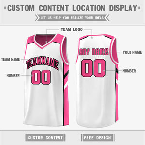 Custom Pink White Double Side Tops Breathable Training Basketball Jersey