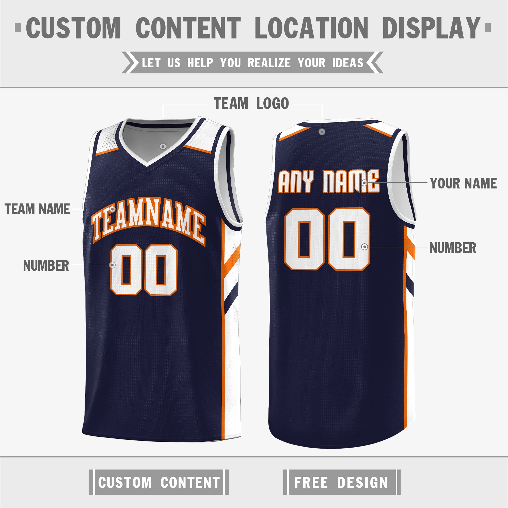 Custom Navy White Double Side Tops Basketball Jersey