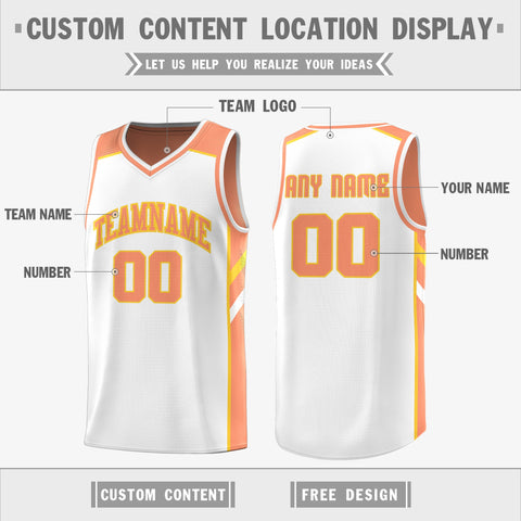 Custom Orange White FDouble Side Tops Basketball Jersey