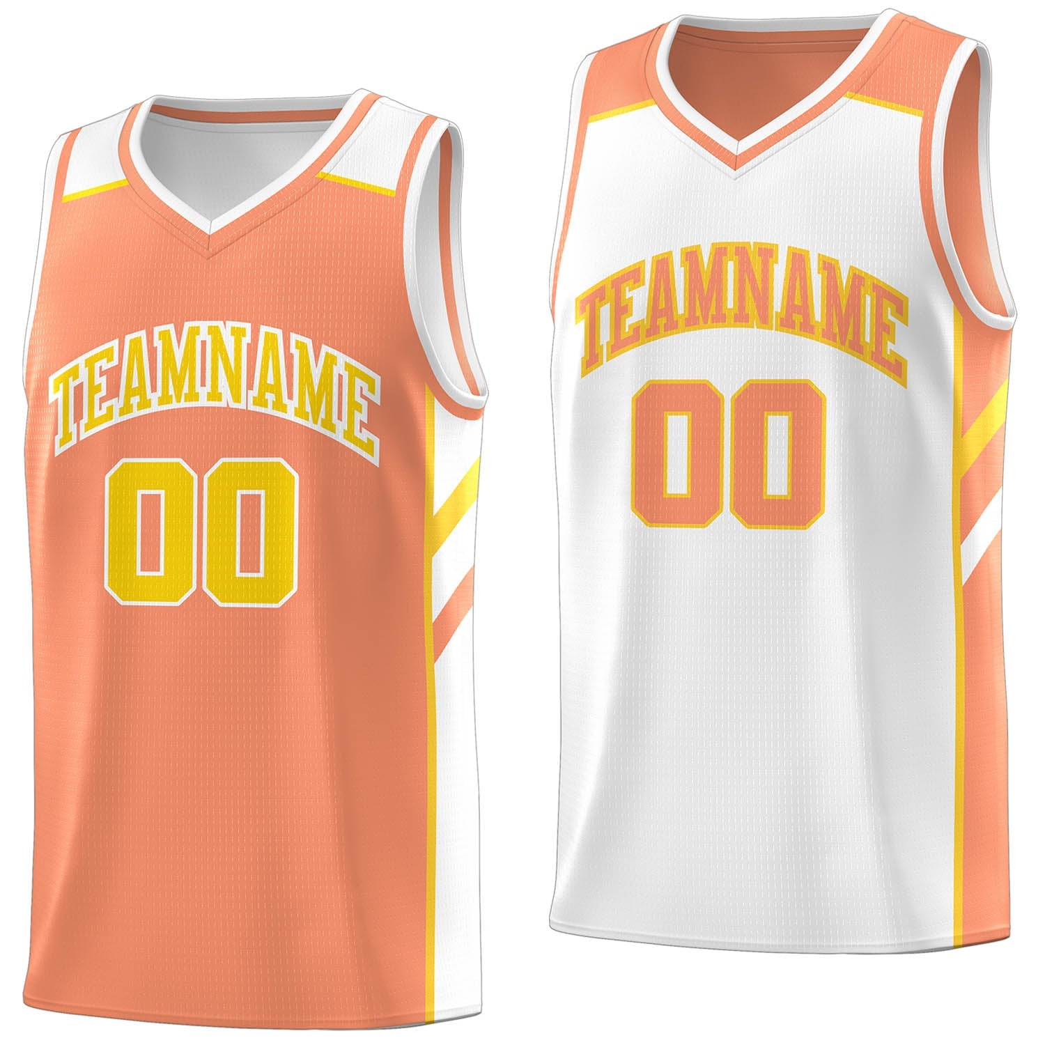 Maillot de basket-ball personnalisé Orange blanc FDouble Tops latéraux