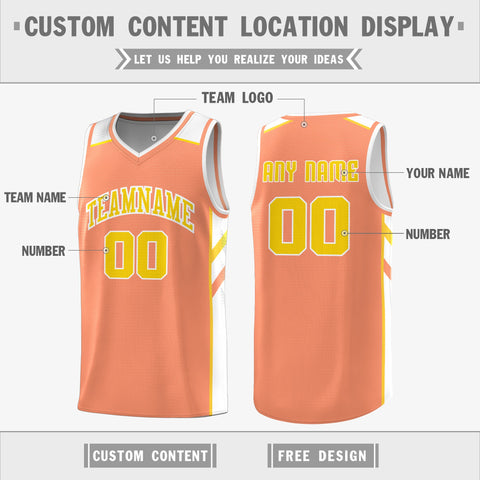 Custom Orange White FDouble Side Tops Basketball Jersey