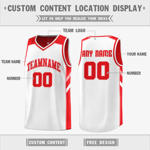 Custom Red White Double Side Tops Breathable Training Basketball Jersey