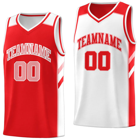 Custom Red White Double Side Tops Breathable Training Basketball Jersey