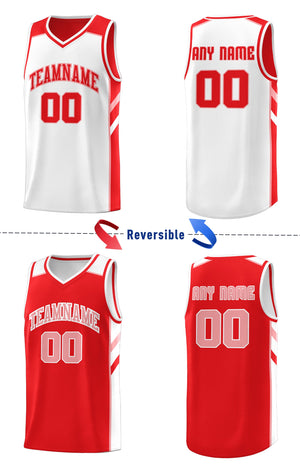 Custom Red White Double Side Tops Breathable Training Basketball Jersey