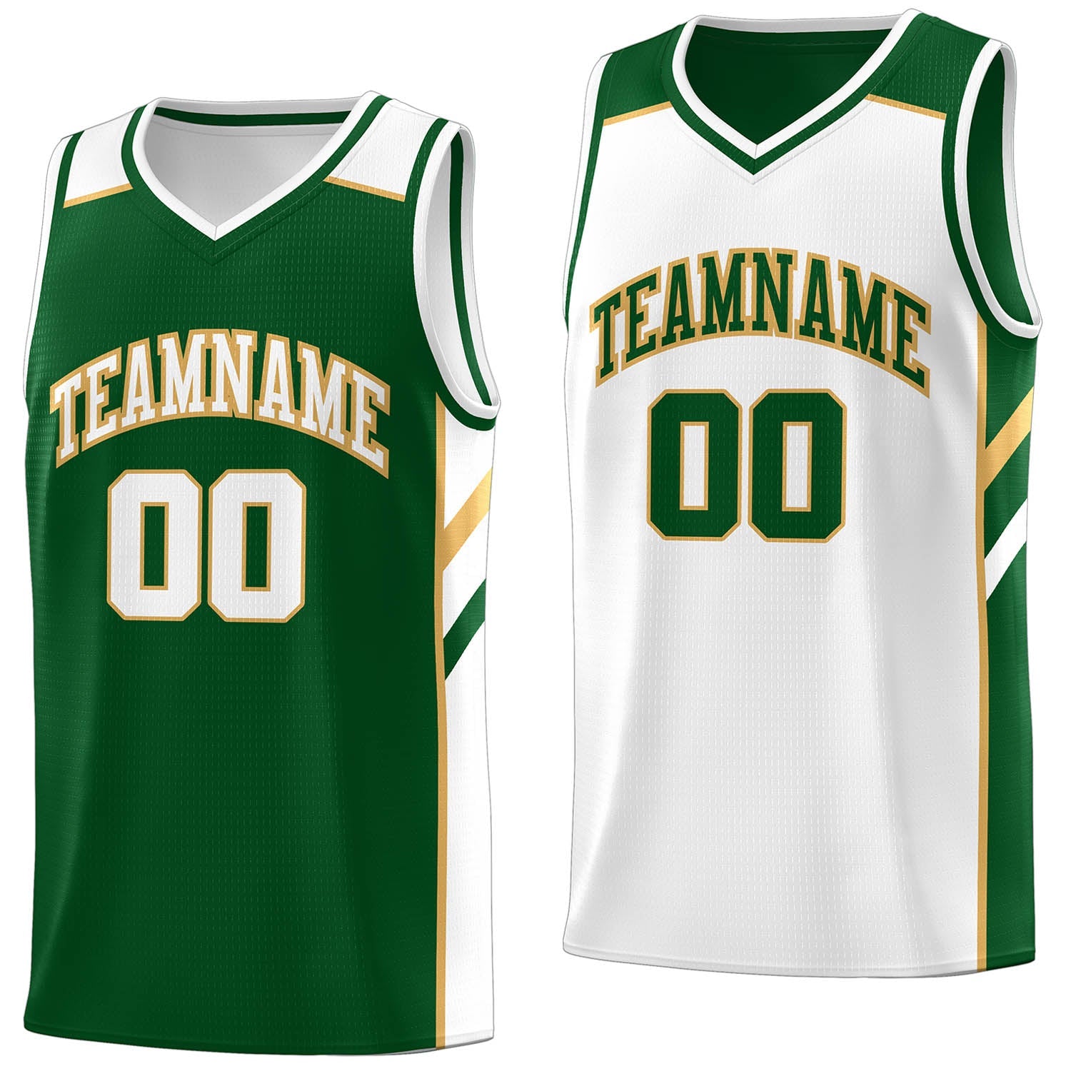 Custom Green White Double Side Tops Basketball Jersey