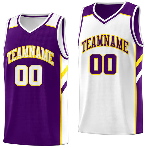 Custom Purple White Double Side Tops Breathable Training Basketball Jersey