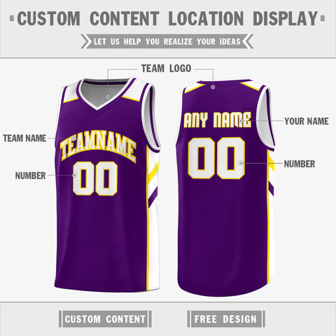 Custom Purple White Double Side Tops Breathable Training Basketball Jersey