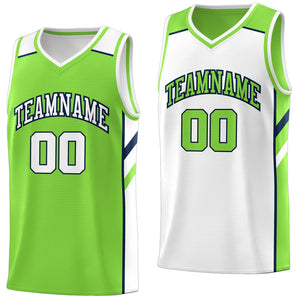 Custom Neon Green White Double Side Tops Basketball Jersey