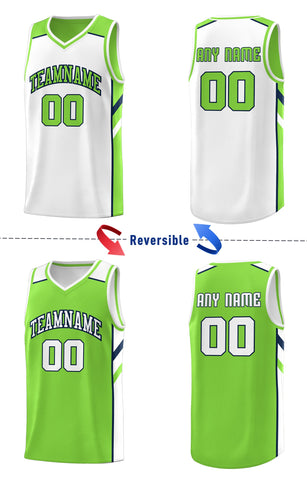 Custom Neon Green White Double Side Tops Basketball Jersey