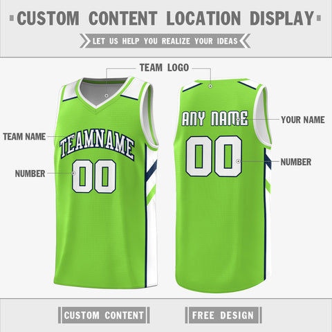 Custom Neon Green White Double Side Tops Basketball Jersey