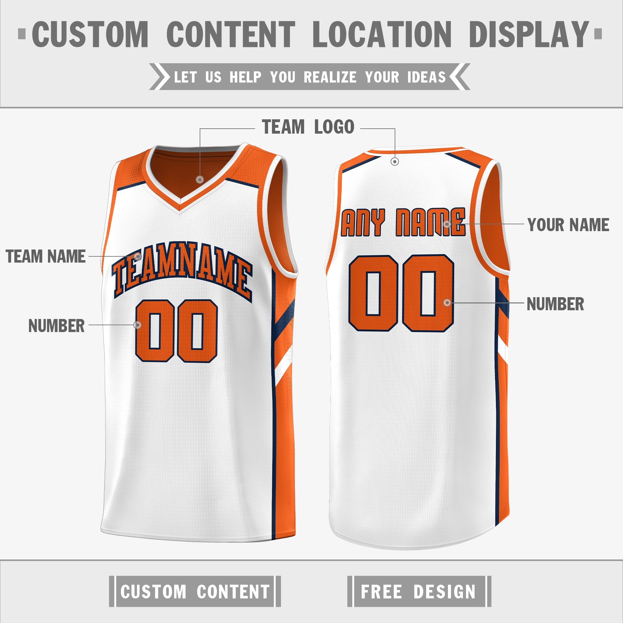 KXK Custom Orange White Double Side Sets Sportswear Basketball Jersey