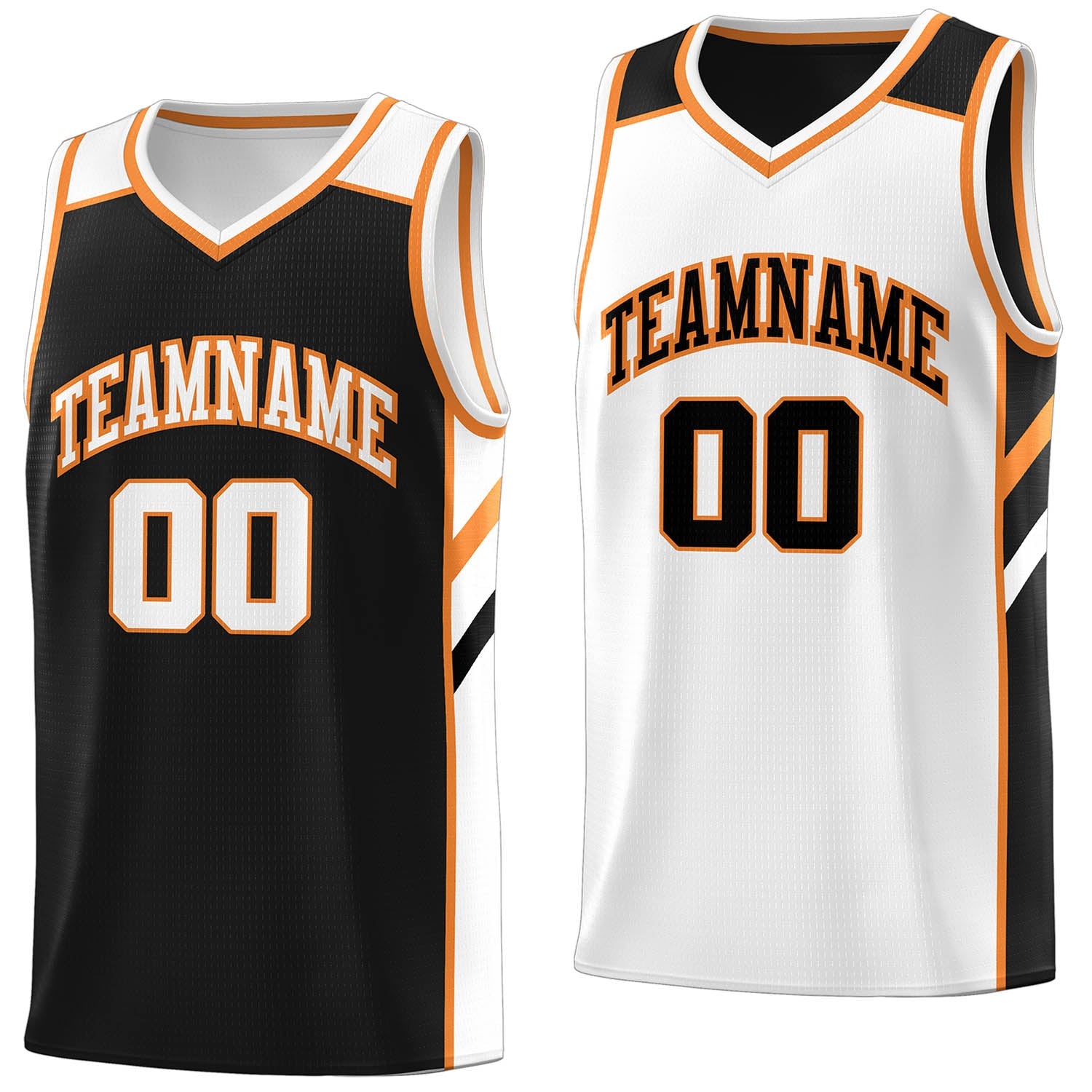 Custom Black White-Orange Double Side Tops Basketball Jersey