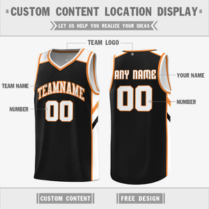 Custom Black White-Orange Double Side Tops Basketball Jersey