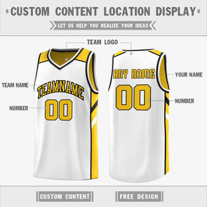 Custom Yellow White Double Side Tops Men Sports Basketball Jersey