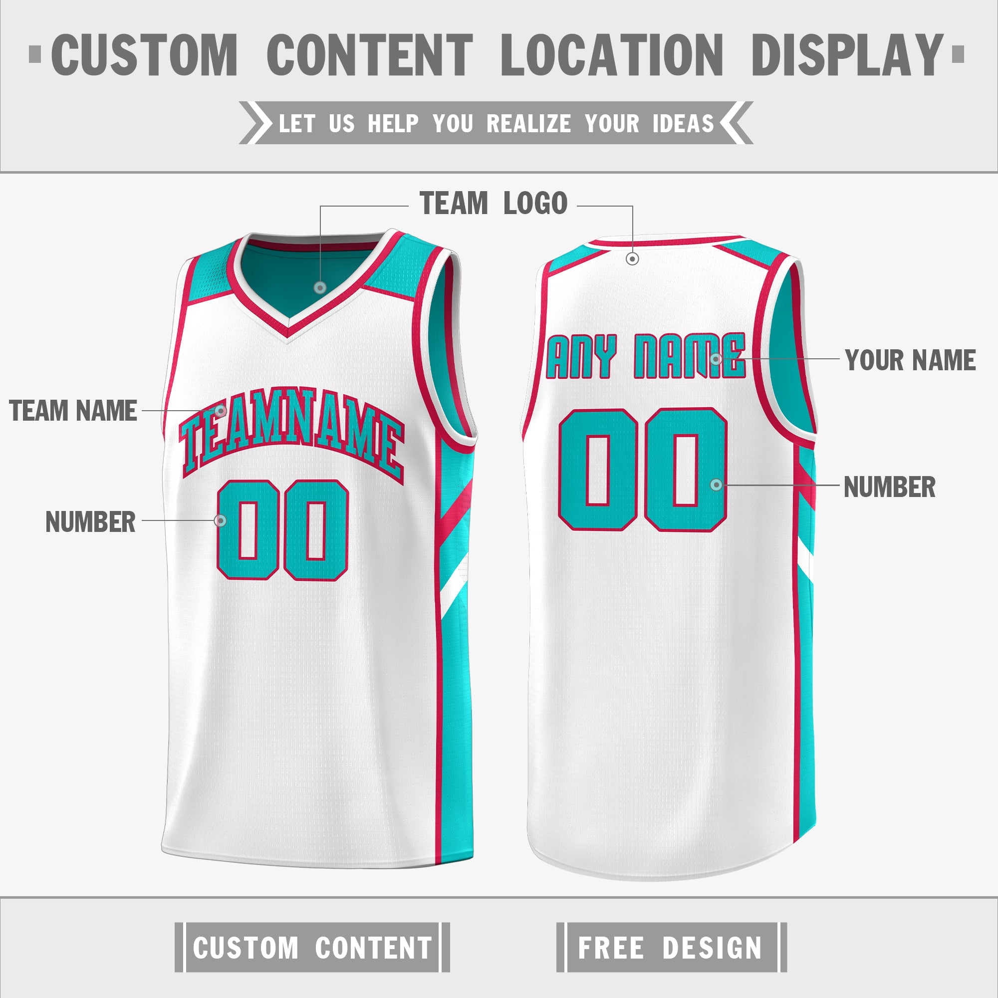 Custom Light Green White Double Side Tops Basketball Jersey