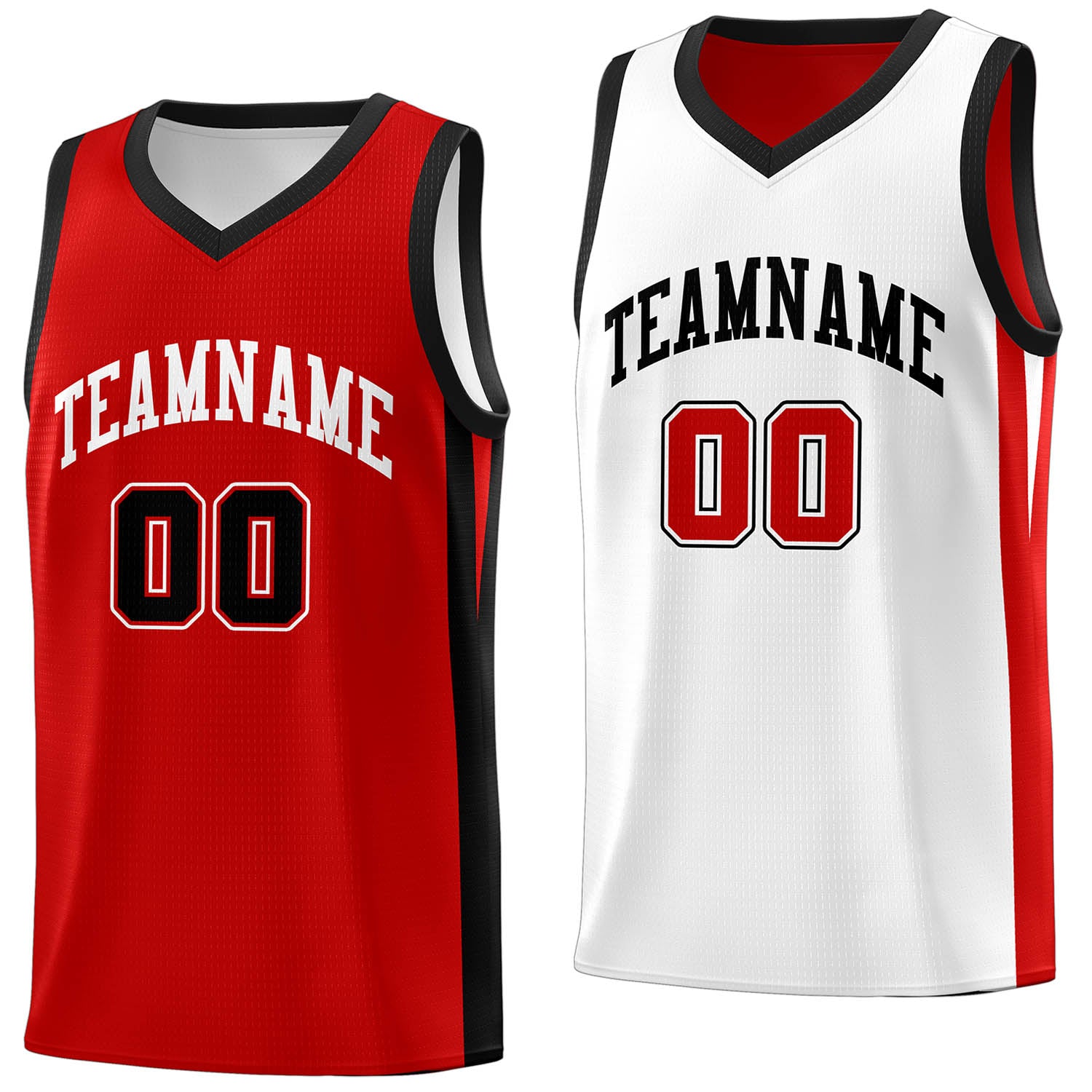 Custom Red White Double Side Tops Basketball Jersey