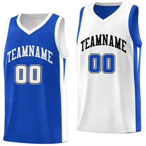 Custom Royal White Double Side Tops Basketball Jersey