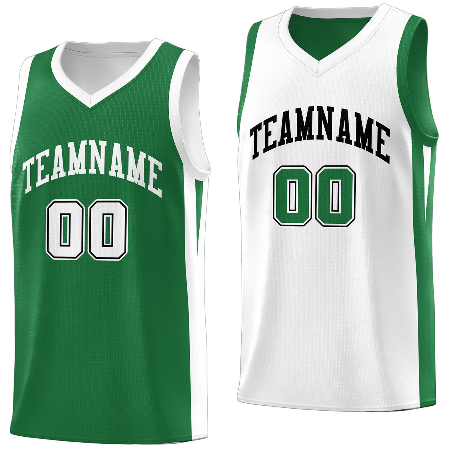 Maillot de basket-ball personnalisé vert blanc double face