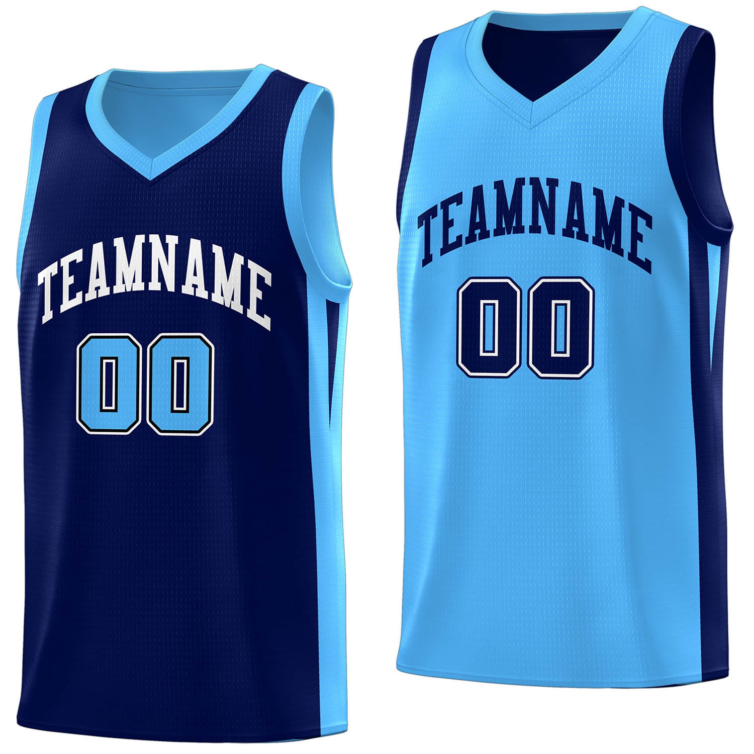 Maillot de basket-ball personnalisé bleu marine Double face