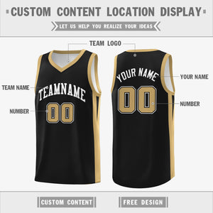 Custom Black White -Khaki Double Side Tops Basketball Jersey