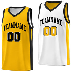 Maillot de basket-ball personnalisé jaune blanc double face