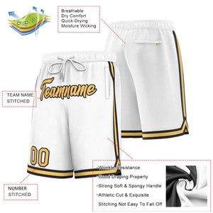 Custom White Old Gold-Black Sport Basketball Shorts