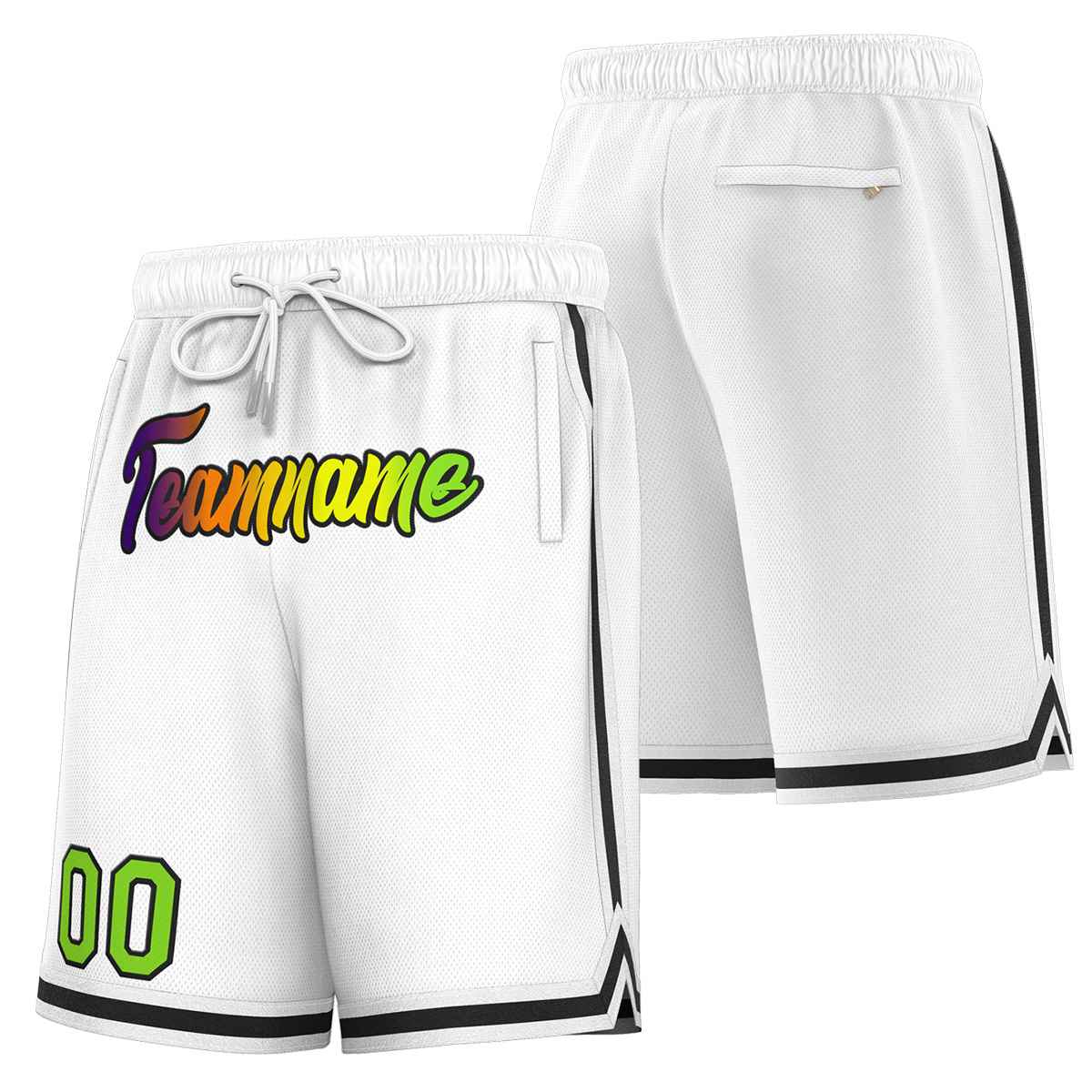 Short de basket-ball sport blanc noir personnalisé