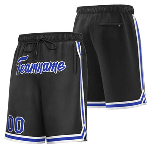 Short de basket-ball sport personnalisé noir royal-blanc