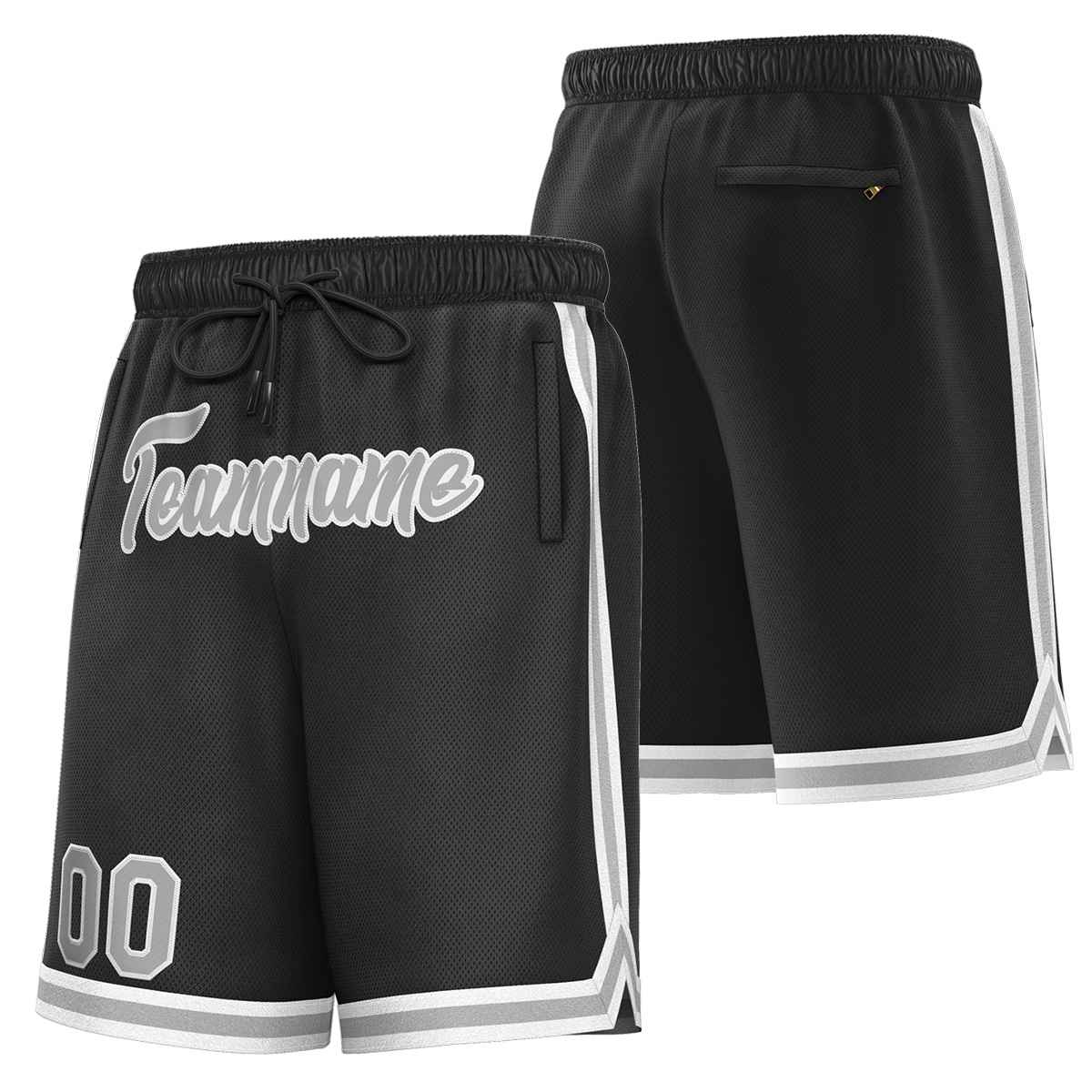 Custom Black Gray-White Sport Basketball Shorts