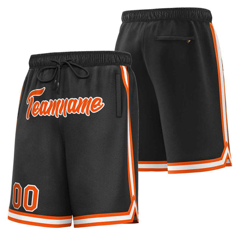 Custom Black Orange-White Sport Basketball Shorts