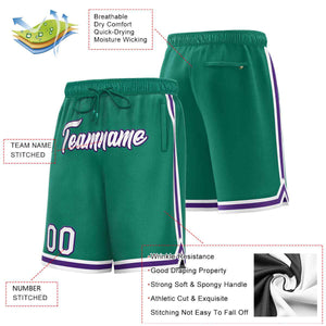 Short de basket-ball sport personnalisé vert blanc-violet