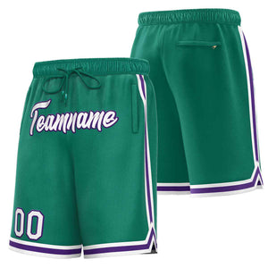 Short de basket-ball sport personnalisé vert blanc-violet