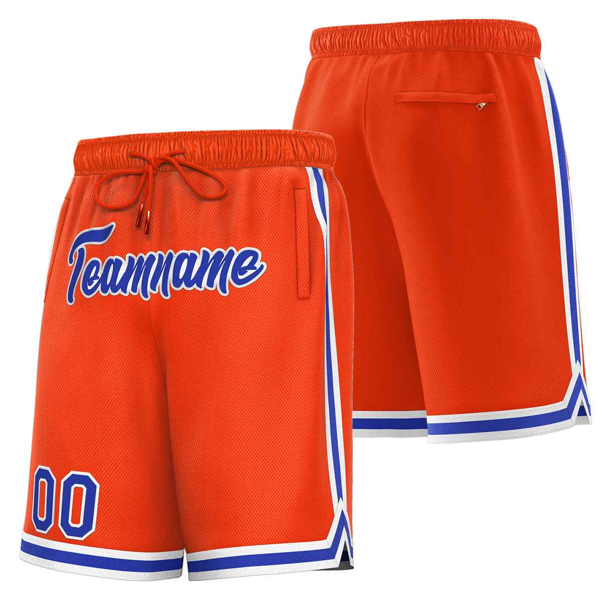 Short de basket-ball sport orange royal-blanc personnalisé