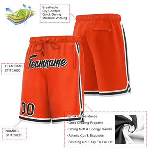 Short de basket-ball sport personnalisé orange noir-blanc