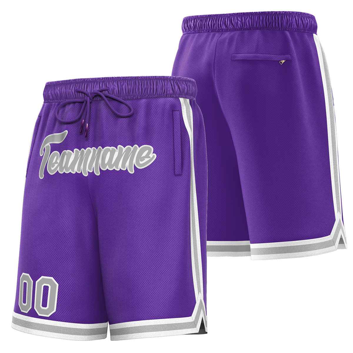 Short de basket-ball sport violet gris-blanc personnalisé