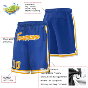 Custom Royal Yellow-White Sport Basketball Shorts