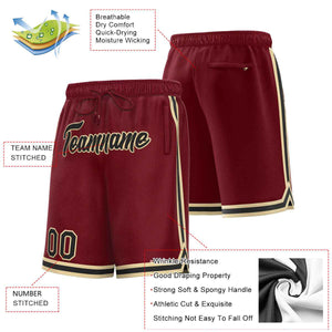 Short de basket-ball sport personnalisé marron noir-vieil or