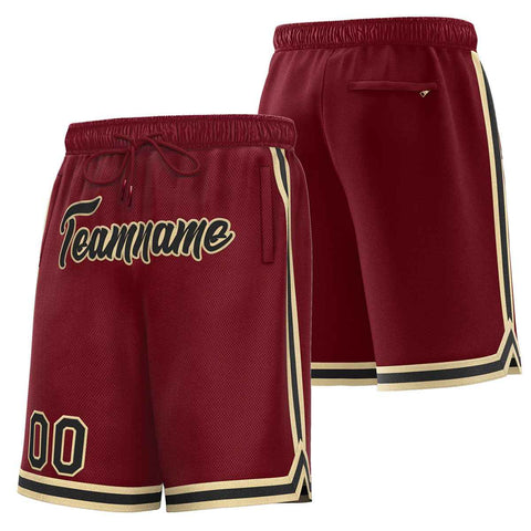 Custom Maroon Black-Old Gold Sport Basketball Shorts