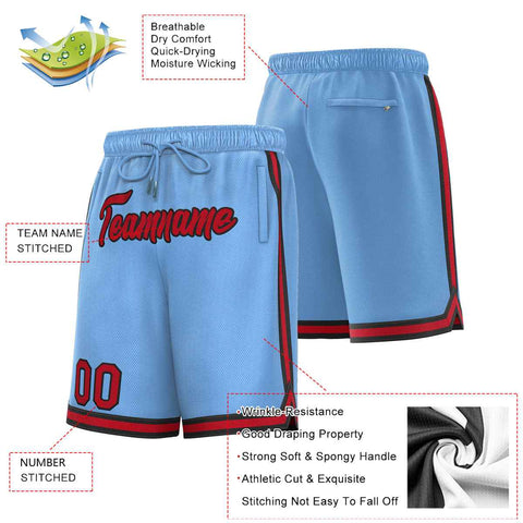 Custom Powder Blue Maroon-Black Sport Basketball Shorts