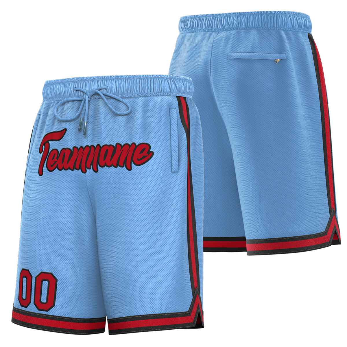 Custom Powder Blue Maroon-Black Sport Basketball Shorts