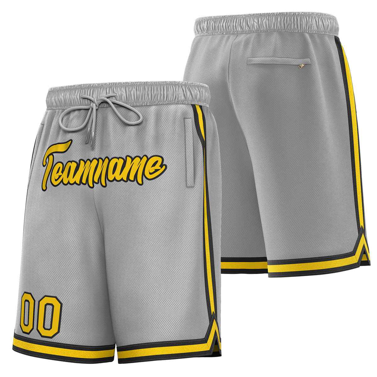 Custom Gray Gold-Black Sport Basketball Shorts