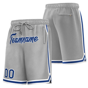 Short de basket-ball sport gris royal-blanc personnalisé