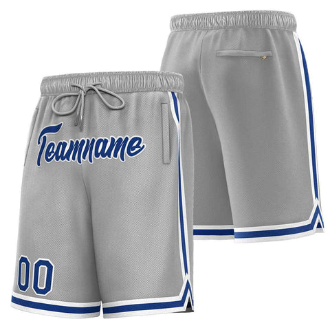 Custom Gray Royal-White Sport Basketball Shorts