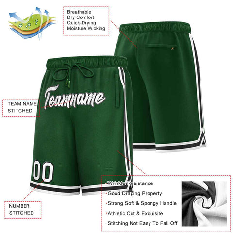 Custom Green White-Black Sport Basketball Shorts