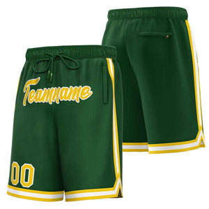 Short de basket-ball sport personnalisé vert jaune-blanc